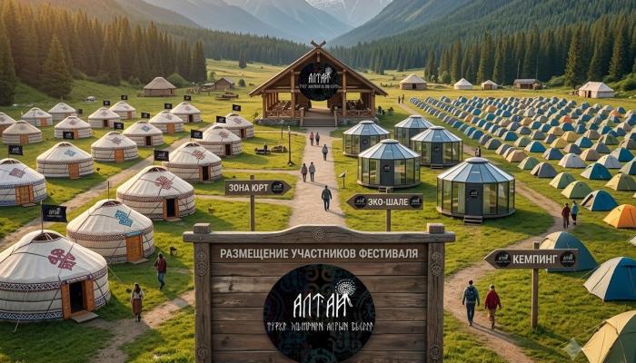 «Алтай — түркі әлемінің алтын бесігі» фестивалі кезіндегі орналастыру орындары